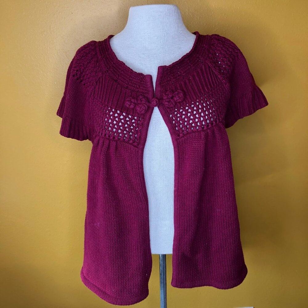 Kim Rogers Burgundy Cardigan Sweater, M